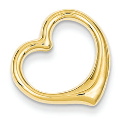 14K Gold Polished Hollow Heart Pendant Slide