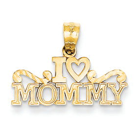 14K Gold Yellow Gold I Heart Mommy Pendant