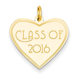 14K Gold Class of 2016 Heart Charm