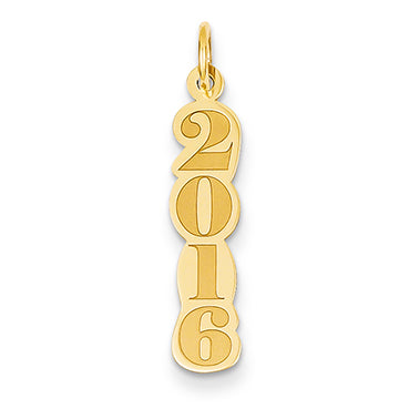 14K Gold Vertical 2016 Charm