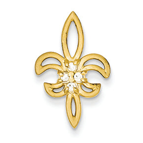 14K Gold CZ Fleur de lis Slide