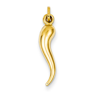 14K Gold Hollow Italian Horn Charm