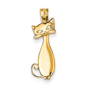 14K Gold Diamond Cat Pendant