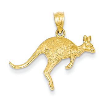 14K Gold Yellow Gold Textured Kangaroo Pendant