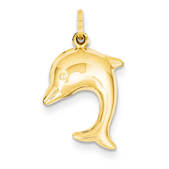 14K Gold Hollow Dolphin Charm