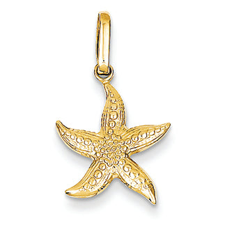 14K Gold Textured Hollow Starfish Pendant