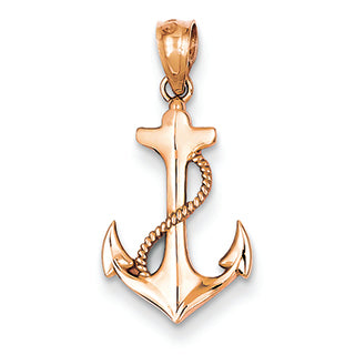 14K Gold Rose Gold Anchor Pendant