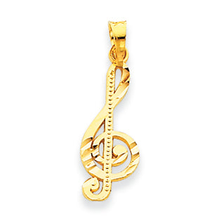 14K Gold Treble Clef Pendant