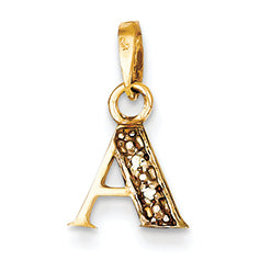 14K Gold Polished .01ct Diamond Initial Pendant