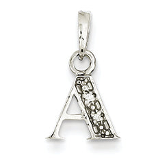 14K White Gold Polished .01ct Diamond Initial Pendant