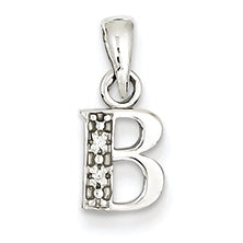 14K White Gold Polished .01ct Diamond Initial B Pendant