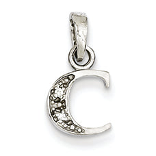 14K White Gold Polished .01ct Diamond Initial C Pendant