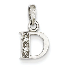 14K White Gold Polished .01ct Diamond Initial D Pendant