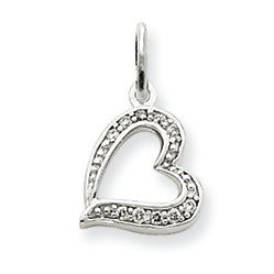 0.1 Carat 14K White Gold Diamond Heart Charm