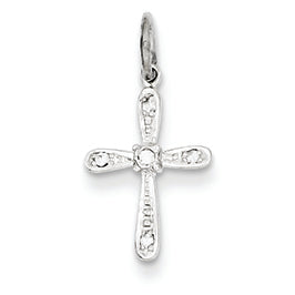 14K White Gold Diamond Cross Charm