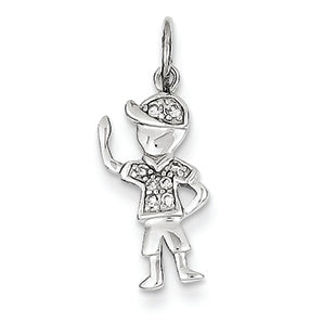0.1 Carat 14K White Gold Diamond Boy Charm