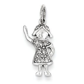 0.1 Carat 14K White Gold Diamond Girl Charm