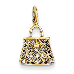 14K Gold Diamond Purse Charm