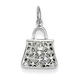 14K White Gold Diamond Purse Charm