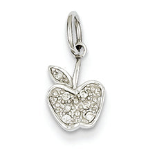 14K White Gold Diamond Apple Charm