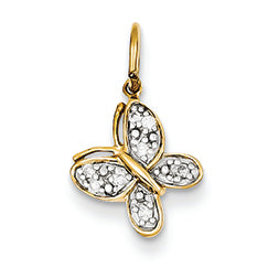 14K Gold Diamond Butterfly Charm