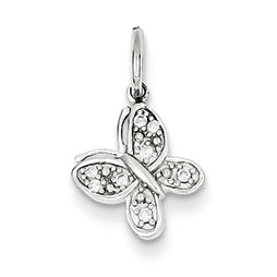 14K White Gold Diamond Butterfly Charm