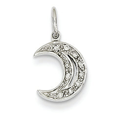 0.1 Carat 14K White Gold Diamond Moon Charm