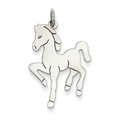 14K White Gold Solid Polished Horse Charm