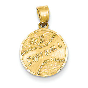 14K Gold #1 Softball Disc Pendant