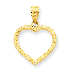 14K Gold Diamond-cut Nugget Heart Pendant