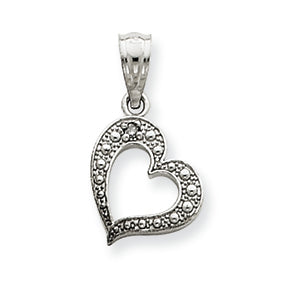 14K White Gold .01ct. Diamond Heart Pendant