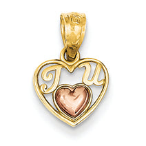 14K Gold Two-tone Mini I Love U Charm