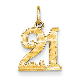 14K Gold Diamond-cut 21 Pendant