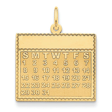 14K Gold Sunday the First Day Calendar Pendant