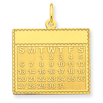 14K Gold Tuesday the First Day Calendar Pendant