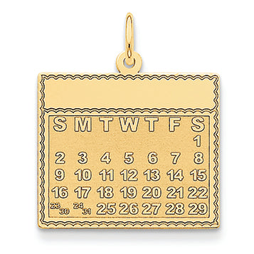 14K Gold Saturday the First Day Calendar Pendant