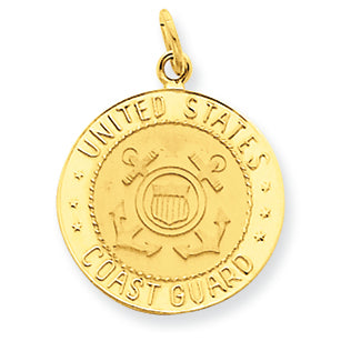 14K Gold U.S. Coast Guard Insignia Disc Pendant