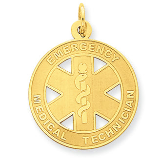 14K Gold Satin Medium EMT Medical Pendant