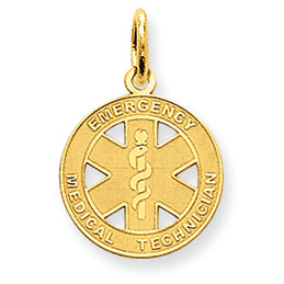 14K Gold Small EMT Medical Pendant
