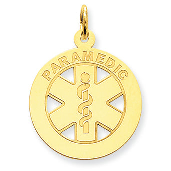 14K Gold Medium Paramedic Medical Pendant