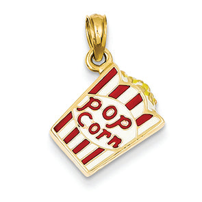 14K Gold Enameled 3-D Bag of Popcorn Pendant