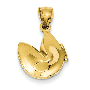 14K Gold 3-D Openable Fortune Cookie Pendant