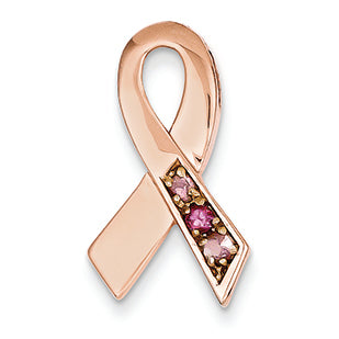 14K Gold Rose Gold Pink Tourmaline Awareness Ribbon Slide – PriceRock