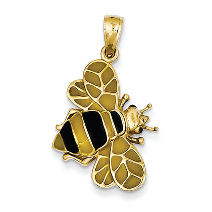 14K Gold Enameled Bumblebee Pendant