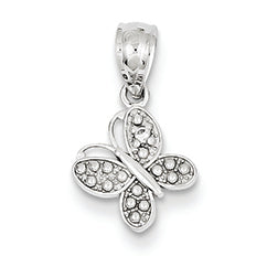 14K White Gold .01ct. Diamond Butterfly Pendant