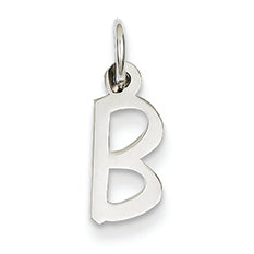 14K White Gold Small Slanted Block Initial B Char