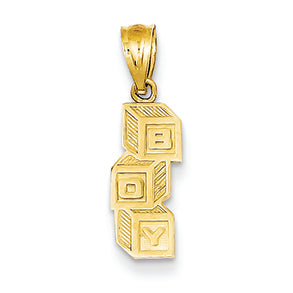 14K Gold B O Y Building Blocks Pendant