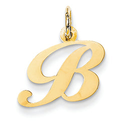 14K Gold Small Fancy Script Initial B Charm