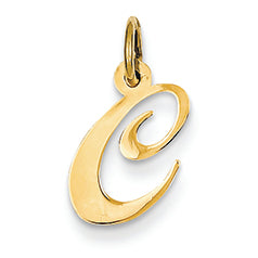 14K Gold Small Fancy Script Initial C Charm