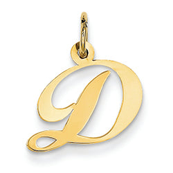 14K Gold Small Fancy Script Initial D Charm